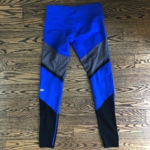 Alo Yoga | Blue & Gray Leggings w/Mesh - Sz Small
